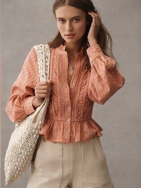 Anthropologie Long-Sleeve Delicate Blouse • NWT